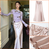 Spring new retro pinch pleated design sense acetic acid fishtail long skirt temperament advanced thin skirt women N1019
