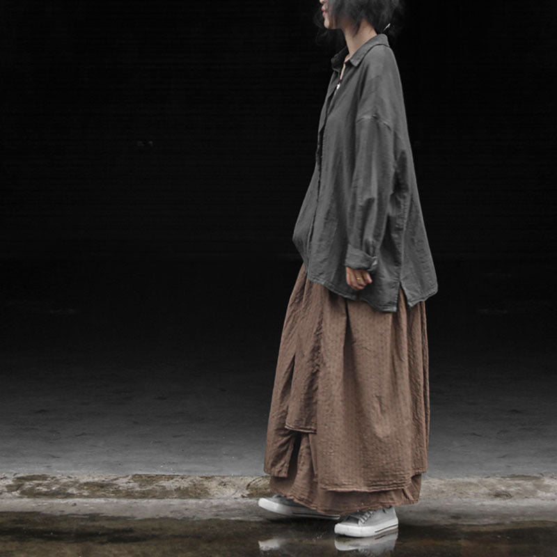 Shan Qian Nianyi, Tencel cotton retro literary and artistic thin skirt, jacquard irregular double-layer piece clip skirt