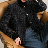 2025 Wool woven small fragrant short coat, tweed jacket  spring and autumn women's clothing, spring short top