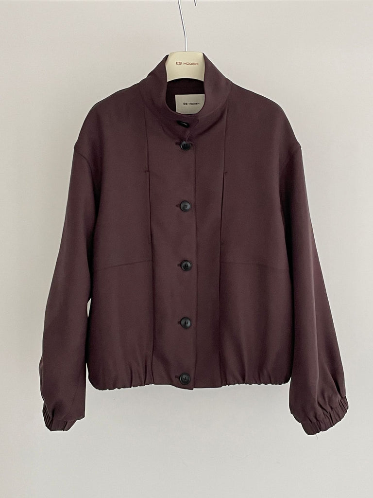 2025 ES MODISH spring new product Korean version of tooling style single-breasted stand-up collar casual versatile Tencel jacket for girls