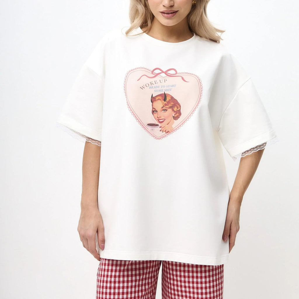 Popular and   Spice Girls ins Wind Tide Brand Loose Heavy Cotton Short Sleeve Summer Design Sense Niche Half Sleeve T-Shirt