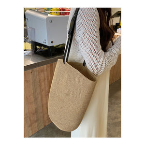 GOOSUDU Straw Bag Summer Niche Designer Bucket Bag Crossbody Shoulder Portable Ins Beach Bag Women's Retro