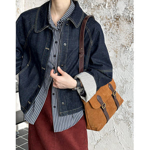 2025 Tangzhi popular autumn new top, Hong Kong style and Popular style, super good-looking, chic retro long-sleeved denim jacket 9638