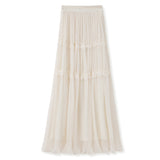 Spring  new high-end design light luxury A-shaped skirt celebrity fairy lace thin skirt female MZ009