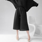 2025 large-size pants women's wide-leg pants drape high-end pleated summer thin loose seven-point casual pants women's