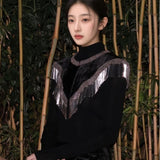 2025 retro high-end with cheongsam evening dress shows noble fashion mulberry silk black shawl women N2056