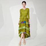 2025 Popularan fat mm large size dress long high-end women's clothing irregular temperament elegant dress temperament  long dress