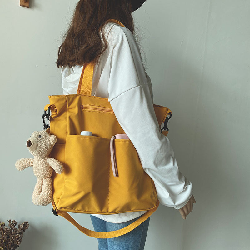 Waterproof Canvas Bag Female Summer One Shoulder Bag Bag Female Large Capacity Schoolbag Female College Student Crossbody Bag All-Matching Ins