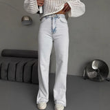 summer new sweet and spicy style high waist straight trousers split trousers New  jeans Spice Girls