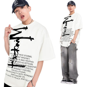 2025 GT105 2025n Street 2025 Summer Abstract Text Map High Sense Design Men's Loose Crew Neck Short Sleeve T-Shirt