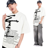 2025 GT105 2025n Street 2025 Summer Abstract Text Map High Sense Design Men's Loose Crew Neck Short Sleeve T-Shirt