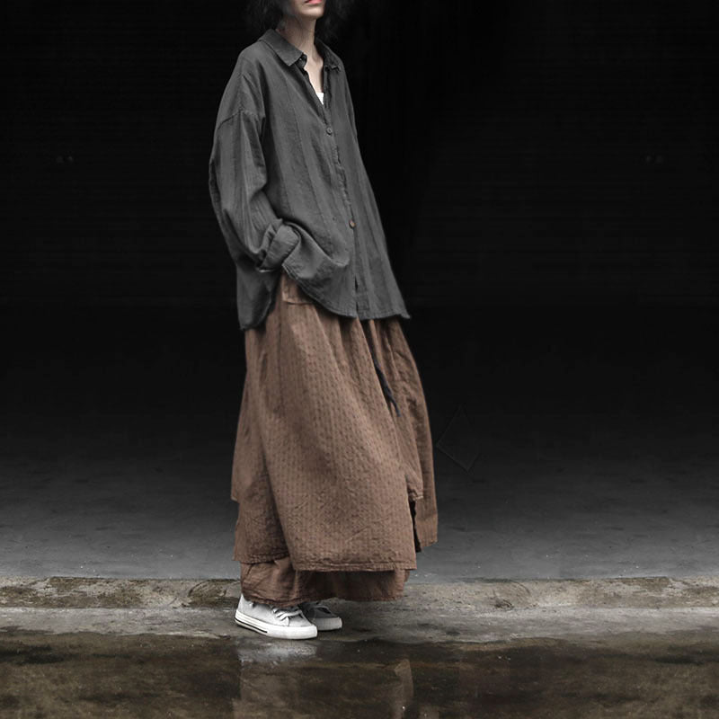 Shan Qian Nianyi, Tencel cotton retro literary and artistic thin skirt, jacquard irregular double-layer piece clip skirt