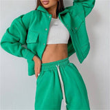 GOOSUDU New autumn and winter 2025 solid color women's jacket top casual trousers set long-sleeved jacket sweater two-piece set women