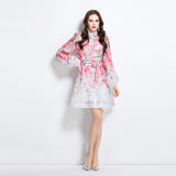 summer new  Popular trade  vacation watercolor flower print short dress