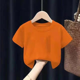 Summer Boys' Half Sleeve T-shirt Kindergarten Primary School Children's Solid Color Short-Sleeved Shirt Children's Summer Bottoming Shirt