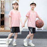 Summer Children's Short-Sleeved Suit T-shirt Boys and Girls Sportswear Thin Quick Drying Clothes Medium and Large Children's Shorts Two-Piece Set