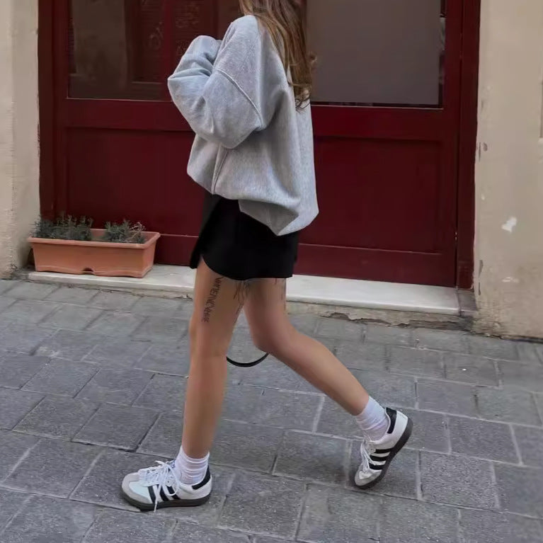 GOOSUDU New cross-border autumn and winter new 2025 style casual solid color top, loose pullover fashion 2025 trade sweater jacket