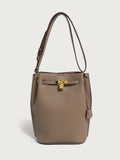 GOOSUDU 2025 New high-end niche design large-capacity lychee pattern oblique span bucket platinum Kelly bag single shoulder oblique span women's bag