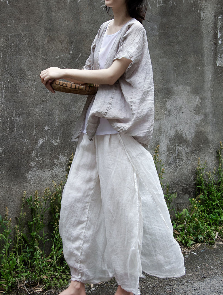 Shan Qian Nianyi, summer design is comfortable, and the outer cover is covered with high-texture literary and low-luxury retro ramie sunscreen cardigan.