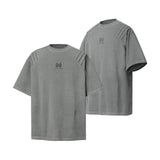 2025 9512 2025n Street 2025 Summer Irregular Design Deconstruction Men's Washed Premium Sense Neutral Short Sleeve T-Shirt
