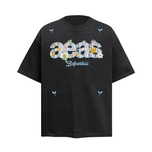 2025 6091 2025n Street 2025 Summer Vintage Embroidery Color Letter Design High Sense Men's Loose Short Sleeve T-Shirt