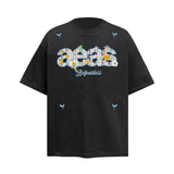 2025 6091 2025n Street 2025 Summer Vintage Embroidery Color Letter Design High Sense Men's Loose Short Sleeve T-Shirt