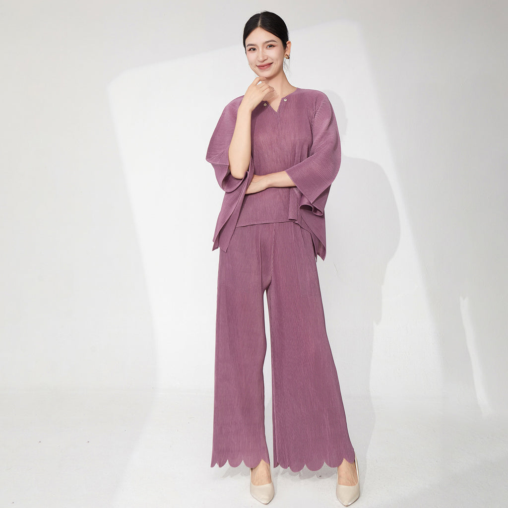 2025 Casual Suit Women's Summer Women's Clothing Large Size Loose Irregular T-Shirt Top Casual Straight Pants Two-piece Set