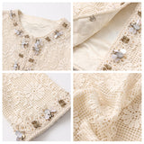 Spring 2025 new high-end design sense daughter gold versatile Popular style heavy industry bead lace jacket N2043