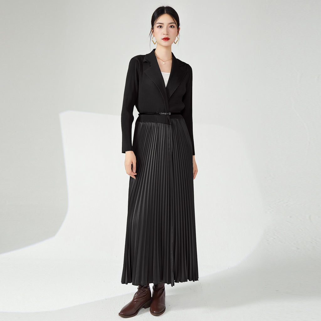 2025 trench coat women's high-end fashion design niche splicing pleated New Popular trade long coat coat