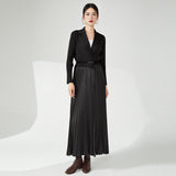 2025 trench coat women's high-end fashion design niche splicing pleated New Popular trade long coat coat