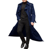 2025 men's medium and long trench coat  men's long trench coat fashion trench coat casual outer men's belt
