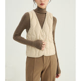 2025 Down jacket liner, women's coat with light and thin thermal vest inside, bottom close-fitting V-neck close-fitting vest wear