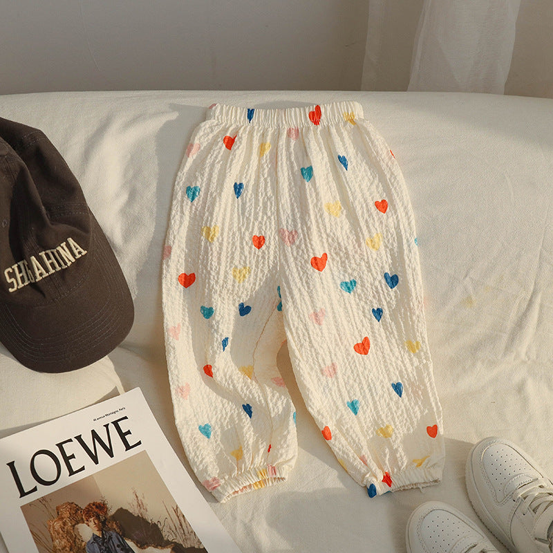 Summer Children's Anti-Mosquito Pants Boy Girls Outer Wear Thin Children Toddler Baby Western Style All-Matching Lantern Cropped Pants