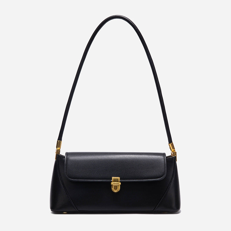 GOOSUDU 2025 popular new baguette bag niche design high sense simple black underarm bag texture shoulder bag women can send