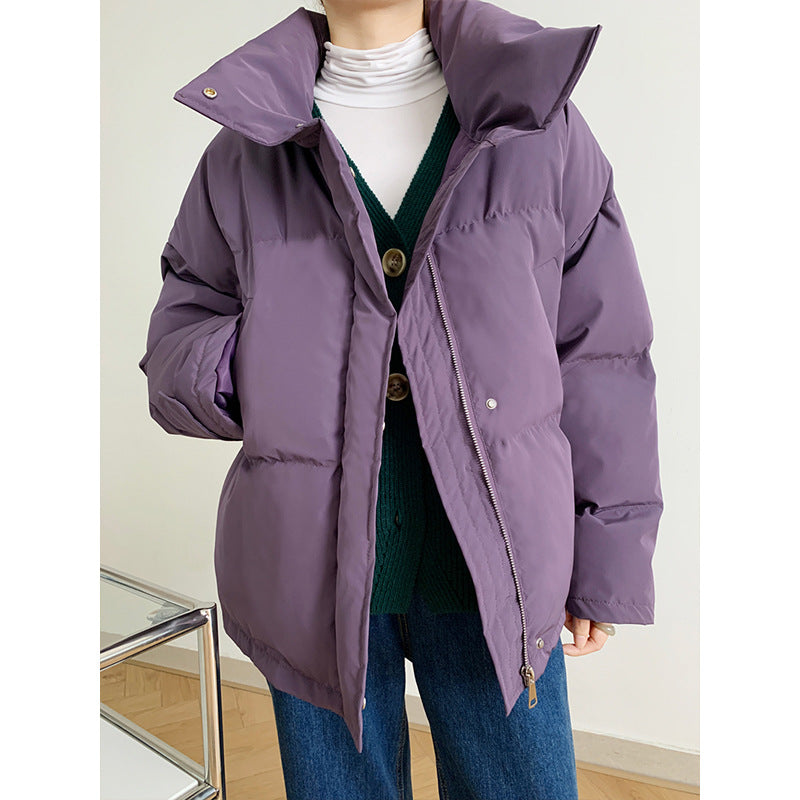 2025 winter cotton clothes women's short stand-up collar Korean version jacket loose chic bread clothes cotton-padded clothes 9980