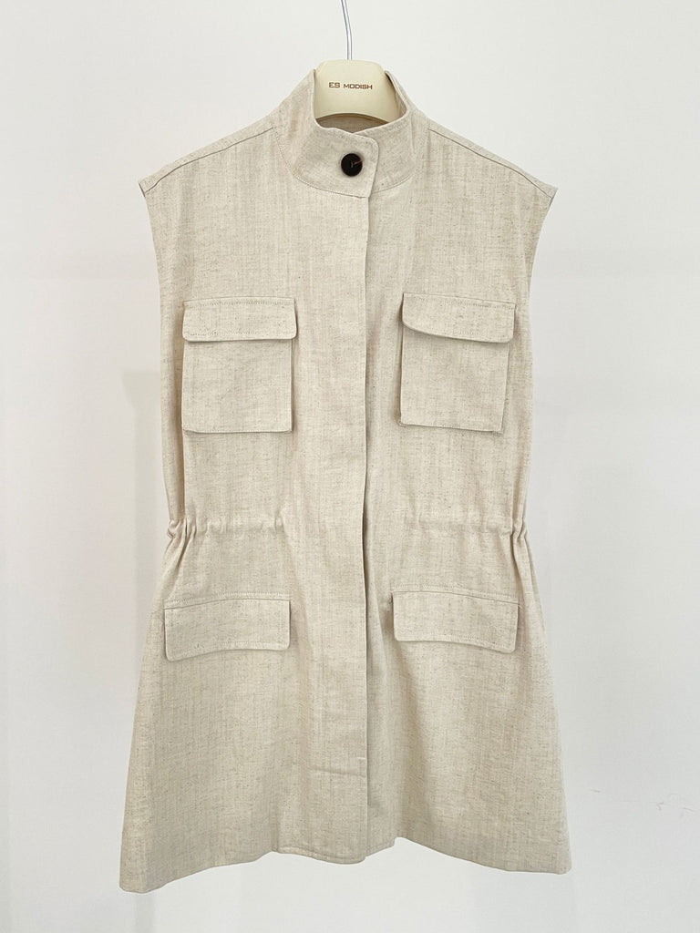 2025 ES MODISH spring new product Korean version niche tooling sleeveless waist vest jacket versatile loose top women