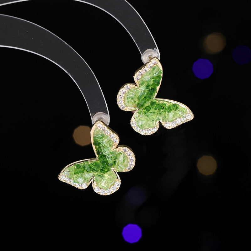 2025 Suitable for summer earrings popular new high-end niche design small fresh gradual change crystal butterfly stud earrings