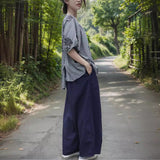 Shan Qian Nianyi, irregular hand-rubbed T-shirt literary and retro crepe cotton with split ends design feeling printed top