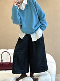2025 popular autumn and winter new Korean high waist loose straight design polka dot velvet eight-point pants 2820-1