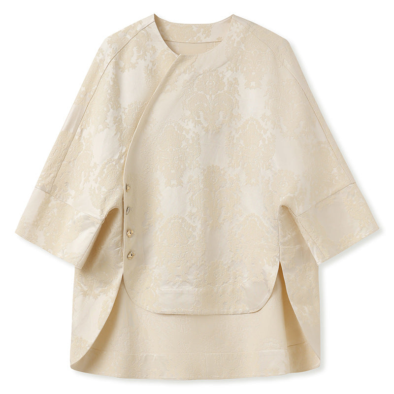 Spring and summer  new Chinese texture fashion loose design touching silk top skirt national style suit women N3016