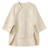 Spring and summer  new Chinese texture fashion loose design touching silk top skirt national style suit women N3016