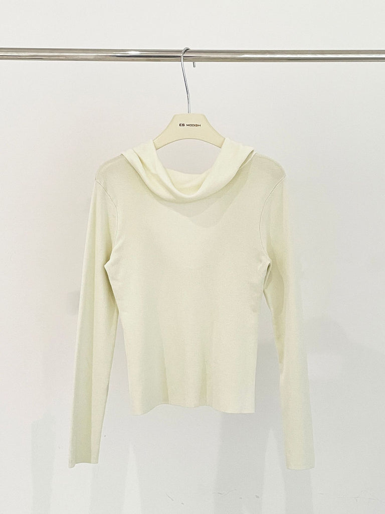 2025 ES MODISH spring new product girls must-have artifact slim and thin pile collar backless Tencel knitted sweater