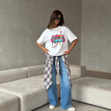 New new printed disk with n T-shirt New loose large size loose casual street short-sleeved T-shirt