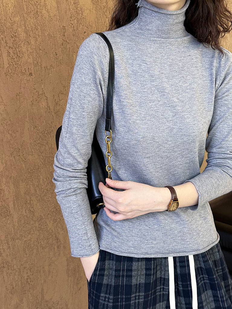 2025 popular autumn new top Korean version semi-turtleneck knitted sweater with semi-turtleneck bottoming shirt 909-2