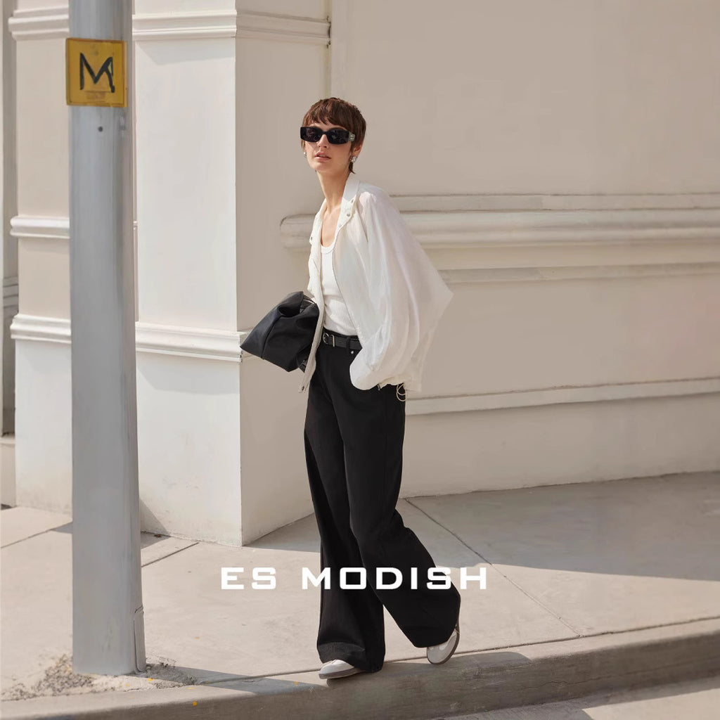 2025 ES MODISH spring new product solid color outdoor casual outer trench coat shirt versatile loose simple top women