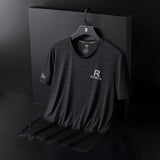 GOOSUDU Couple's Ice Silk Short Sleeve Men's Summer Thin Quick-Drying Casual Sports T-shirt plus-Sized plus Size Summer T-shirt