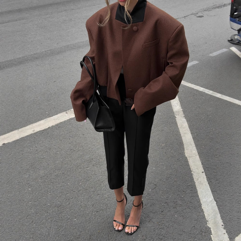 popular Popular trade New  new women's models crisp shoulder pads solid color jacket temperament casual style  style