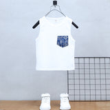 Boys' Summer Short Sleeve Suit  New Baby Net Red Casual Clothes Children's Vacation Style Shirt Three-Piece Set