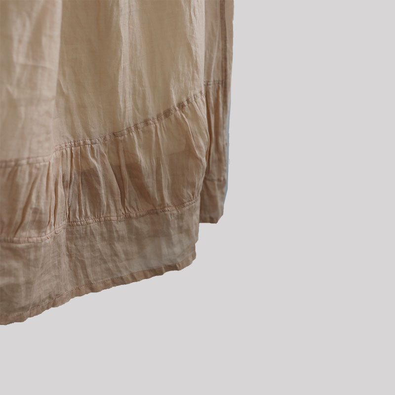 Shan Qian Nianyi, simple and atmospheric solid color women's medium and long skirt literary ramie double-layer skirt in spring and autumn