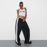 striped lazy casual pants casual pants summer women's high loose fashion tightening trousers ins style